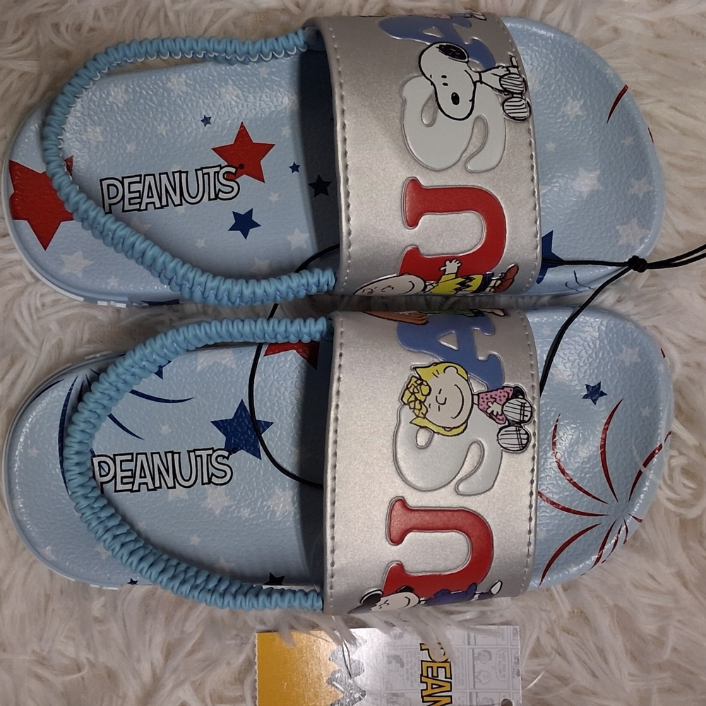 Peanuts Light Blue Snoopy & Friends Kids Slide Sandals